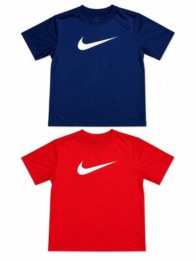 Lot Of 2 NIKE DRI-FIT  T-Shirts Boys Large Navy & Red Crew Neck Fitness Shirts
